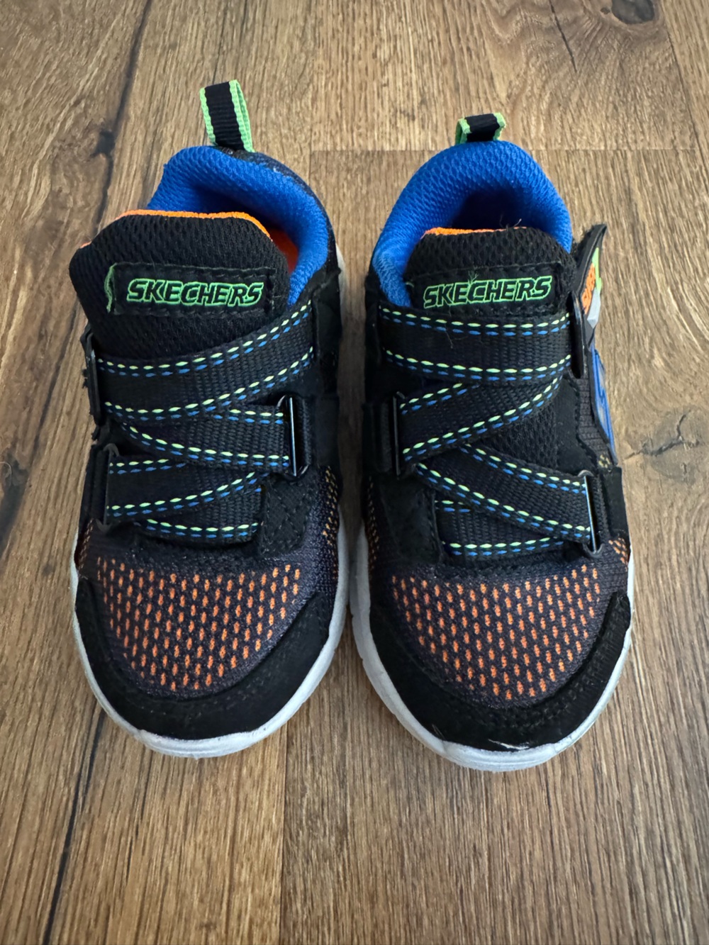 Skechers Kids Black, Orange & Blue Hook-and-Loop Sneakers